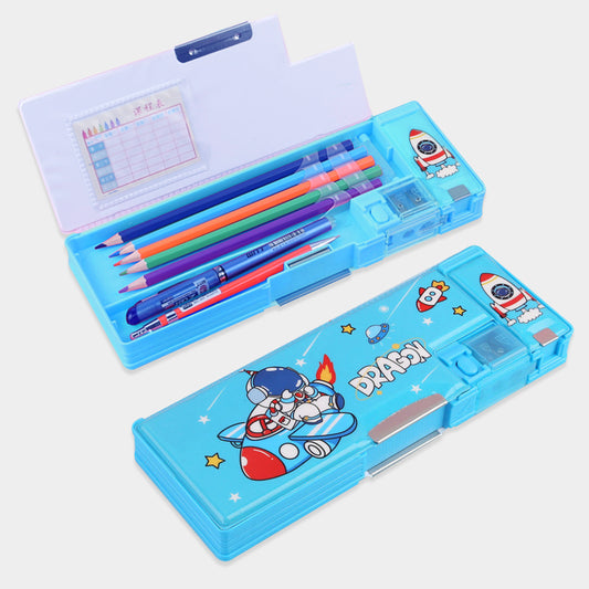 Pop Up Multifunction Pencil Case for Girls Boys, Cute Cartoon Pen Box Organizer Stationery with Sharpener, Schedule, School Supplies, Best Birthday Gifts for Kids Teens-Space